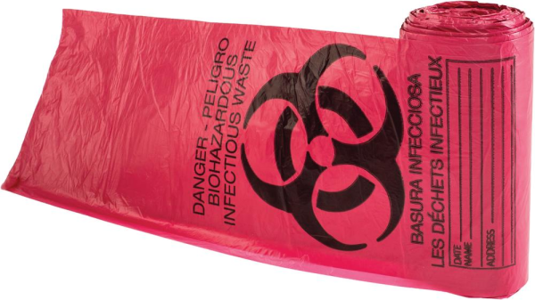 Abfallsack biogefährlich Aufdruck "BIOHAZARD" rot, 45l, VE 100 Stück 838x610 mm Produktbild img2 L