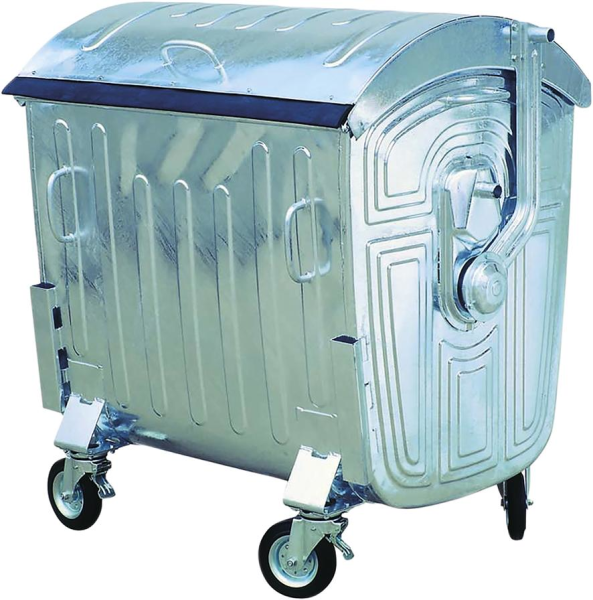 Großmüllcontainer 1100l verzinkter Stahl mit 4 Lenkrollen D200mm B1370xT1010xH1420mm Produktbild img1 L