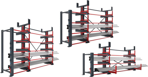 Ausrollregal 1-seitig Armlast 1600kg 4 Ebenen + Dachablage B4940xT1395xH2665mm Produktbild img3 L