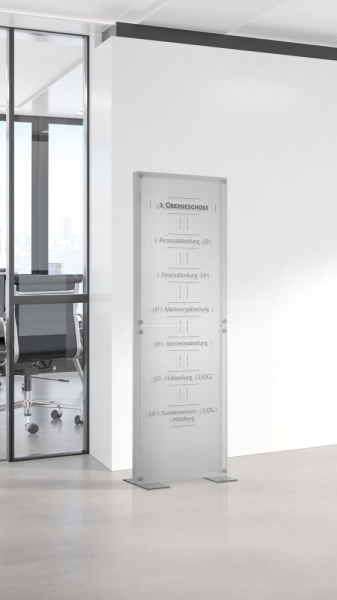 Innenaufsteller Galerie mit umlaufenden Rahmen B500xT45X1510mm aluminium silber eloxiert Produktbild img2 L