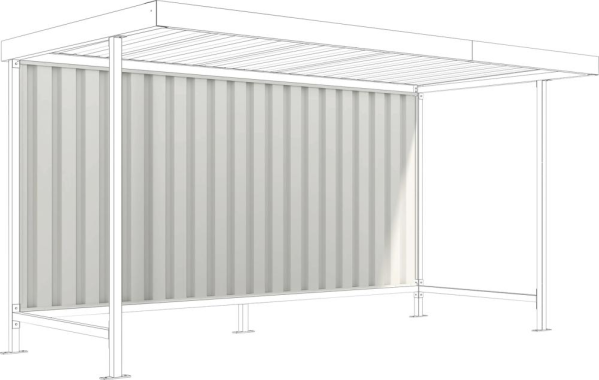 Rückwand aus Trapezblech RAL 9002 grauweiß für Überdachung Mod. Leipzig Produktbild img1 L