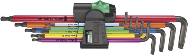 Winkelschraubendreher- Satz lang 9-teilig T8-T40 Kugelkopf Color Wera Produktbild img1 L