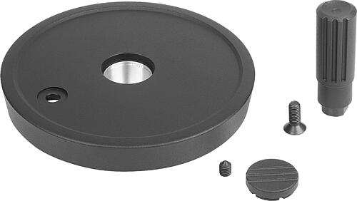 KIPP Scheibenhandräder Aluminium mit Zylindergriff drehbar, Form A, mit Passbohrung und Querbohrung Produktbild img3 L
