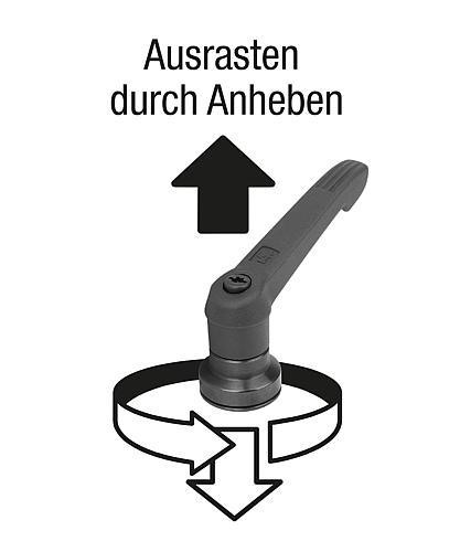 KIPP Klemmhebel Kunststoff mit Innengewinde und Spannkraftverstärker, Gewindeeinsatz Stahl brüniert Produktbild img3 L