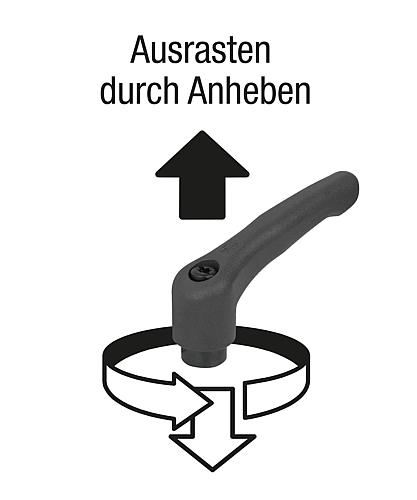 KIPP Klemmhebel Kunststoff mit Innengewinde, Gewindeeinsatz Stahl blau passiviert Produktbild img3 L