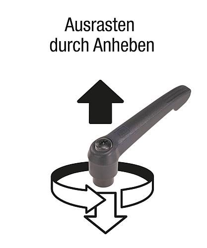 KIPP Klemmhebel Kunststoff mit Außengewinde, Gewindeeinsatz Stahl brüniert Produktbild img3 L