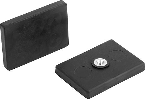KIPP Magnete mit Innengewinde (Flachgreifer) aus NdFeB, rechteckig, mit Gummischutzmantel Produktbild img1 L