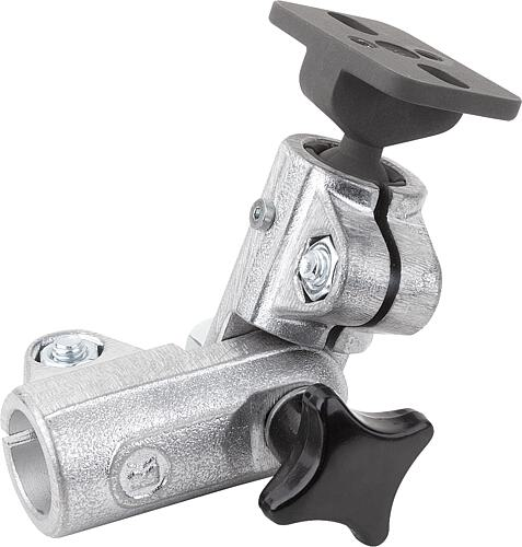 ROHRVERBINDER GELENK, FÜR RUNDROHRE, FORM:A, MIT KUGELGELENK, ALUMINIUM, KOMP:STAHL, A=18,1 Produktbild img1 L