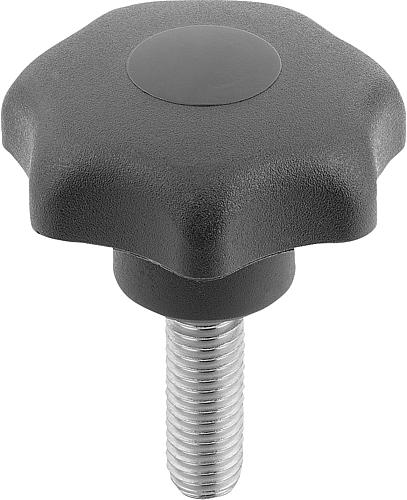 STERNGRIFF ANTIBAKTERIELL DIN6336 M08X25, D1=40, H=25, FORM:L, THERMOPLAST GRAU RAL7015, KOMP:EDELSTAHL Produktbild img1 L