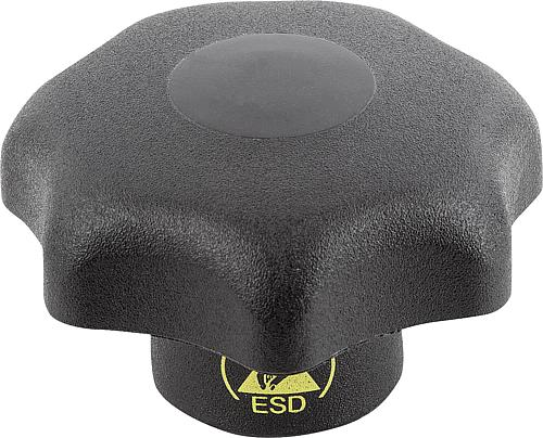 STERNGRIFF ANTISTATISCH DIN6336 D1=40 D=M08, FORM:K, THERMOPLAST SCHWARZ RAL9011, KOMP:STAHL BLAU-PASSIVIERT Produktbild img1 L