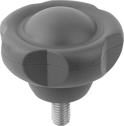 FÜNFSTERNGRIFF ANTIBAKTERIELL D=M10X20 D1=63 H=44, FORM:L THERMOPLAST, GRAU RAL7015 Produktbild img1 L