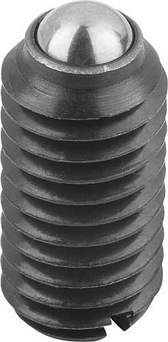 FEDERNDES DRUCKSTÜCK STANDARD FEDERKRAFT D=M12 L=22, STAHL, KOMP:KUGEL AUS STAHL Produktbild img1 L