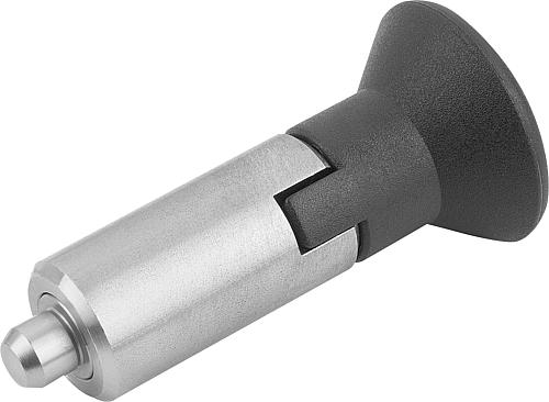 KIPP Arretierbolzen Stahl oder Edelstahl, glatte Ausführung, ohne Bund, mit Kunststoff-Pilzgriff und Rastnut Produktbild img1 L