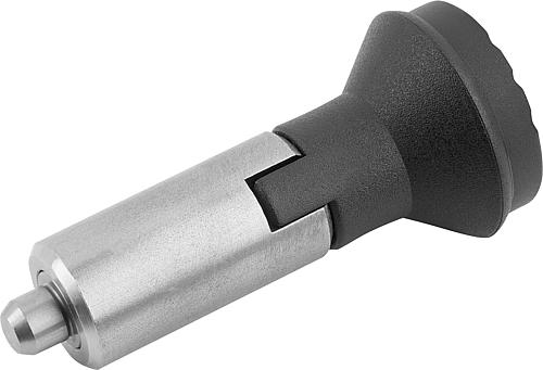 KIPP Arretierbolzen Stahl oder Edelstahl, glatte Ausführung, ohne Bund, mit Kunststoff-Pilzgriff, mit Deckel und Rastnut Produktbild img1 L