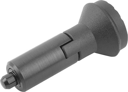 KIPP Arretierbolzen Stahl oder Edelstahl, glatte Ausführung, ohne Bund, mit Kunststoff-Pilzgriff, mit Deckel und Rastnut Produktbild img1 L