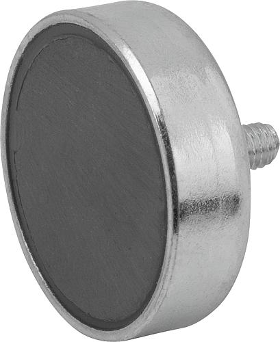 KIPP Magnete mit Außengewinde (Flachgreifer) aus Hartferrit Form A Produktbild img1 L