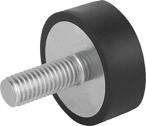 KIPP Gummipuffer Stahl oder Edelstahl Typ D zylindrisch mit Außengewinde Produktbild img1 L