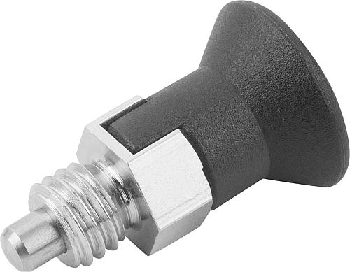 KIPP Arretierbolzen ECO Stahl oder Edelstahl kurze Ausführung mit Kunststoff-Pilzgriff und Rastnut Produktbild img1 L