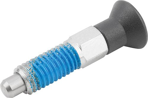 KIPP Arretierbolzen ECO Stahl oder Edelstahl mit Kunststoff-Pilzgriff und Gewindesicherung Produktbild img1 L