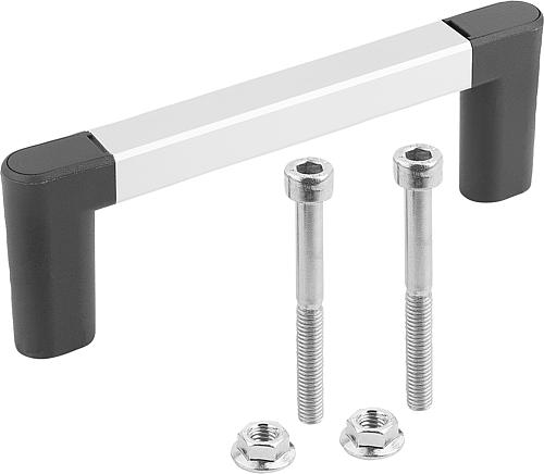 KIPP Bügelgriffe Aluminium mit Kunststoff-Griffschenkel und Deckel, Montage von der Bedienseite Produktbild img1 L