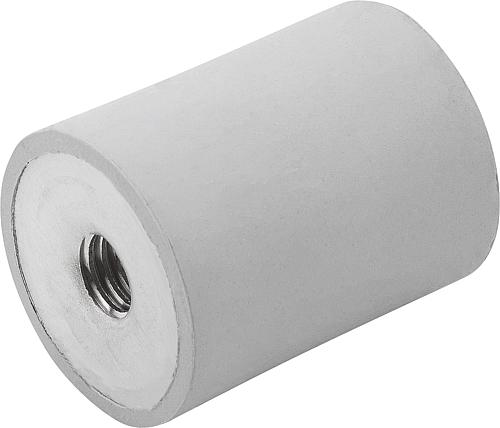 KIPP Gummipuffer Edelstahl Typ E zylindrisch mit Innengewinde, grau Produktbild img1 L