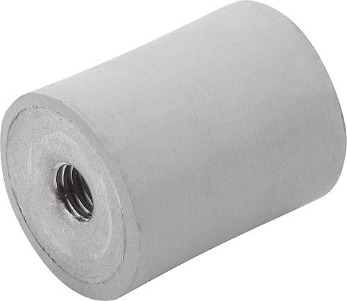 KIPP Gummipuffer Edelstahl Typ C zylindrisch mit zweiseitigem Innengewinde, grau Produktbild img1 L