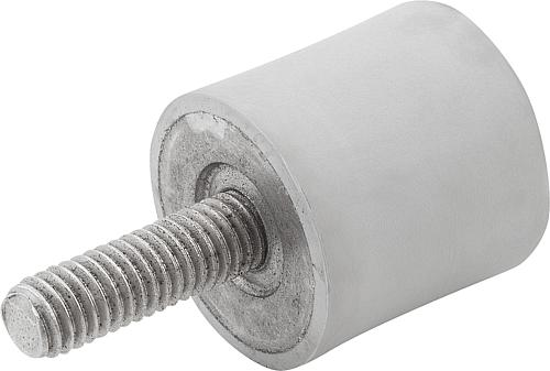 KIPP Gummipuffer Edelstahl Typ B zylindrisch mit Innengewinde und Außengewinde, grau Produktbild img1 L