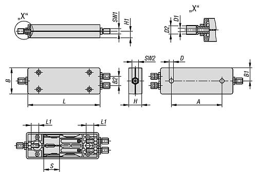 BOWDENZUGVERTEILER ANSCHRAUBBOHRUNG VERDECKT, GR.4, S=24, POLYAMID SCHWARZGRAU RAL7021 Produktbild img2 L