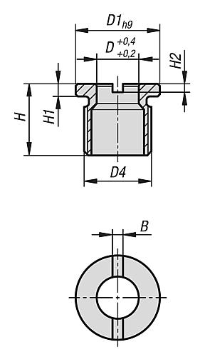 AUFNAHMEBUCHSE FÜR POSITIONIERZYLINDER, D=10, D1=20, M16X1,5, EDELSTAHL PANTONE 327 Produktbild img2 L
