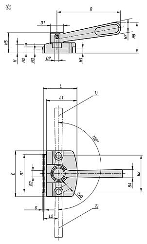 KIPP Flachspanner mit Exzenter, Form C, ohne Positionierstift mit Spannhebel Produktbild img2 L