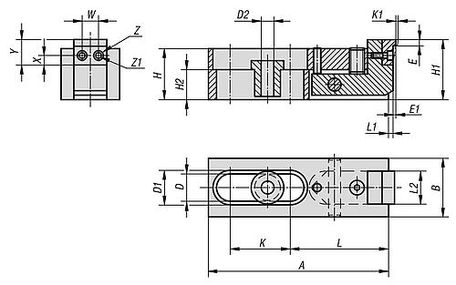 KIPP Niederzugspanner Stahl, flach, mit Langloch Produktbild img2 L