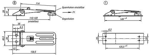 KIPP Spannverschlüsse einstellbar Anschraubbohrungen sichtbar Form B Produktbild img2 L