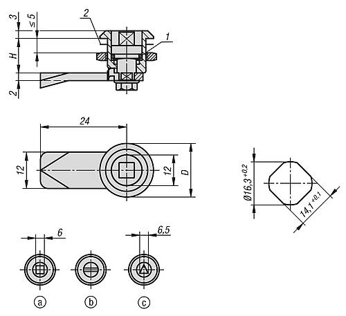 DREHRIEGEL MIT VIERKANT 6MM, D=20, H=13,5, EDELSTAHL A4 1.4401 Produktbild img2 L