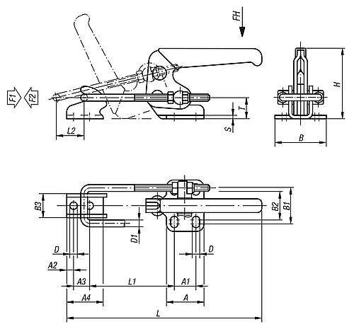 KIPP Bügelspanner horizontal mit Gegenhalter Produktbild img2 L