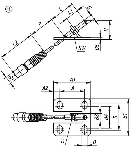 KIPP Zustandssensoren Edelstahl mit Halter, Form H, für Schnellspanner horizontal Produktbild img2 L