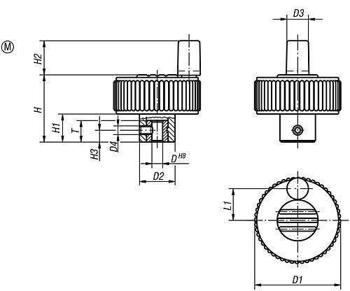 KIPP Rändelräder mit Griff, Form M, mit Querbohrung und Gewindestift Produktbild img2 L