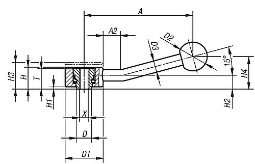 KIPP Spannhebel flach mit Innengewinde, 15 Grad Produktbild img3 L