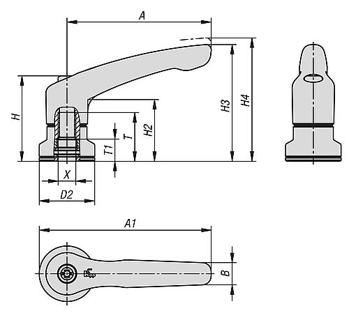 KIPP Klemmhebel Zink mit Innengewinde und Spannkraftverstärker, hochglanzverchromt Produktbild img3 L