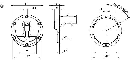 SCHALENGRIFF KLAPPBAR, ANSCHRAUBBAR, L1=120, L=98, H=120, FORM:A RUND, EDELSTAHL Produktbild img2 L