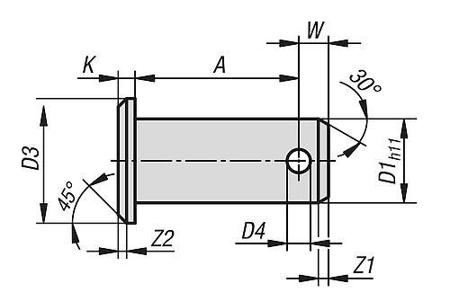 KIPP Bolzen mit Kopf ISO 2341 Form B Produktbild img2 L