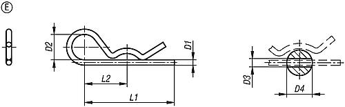 KIPP Federstecker ähnlich DIN 11024, Form E, mit einfacher Windung Produktbild img2 L