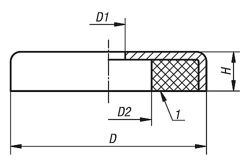KIPP Magnete mit Zylinderbohrung (Flachgreifer) aus Hartferrit Produktbild img2 L