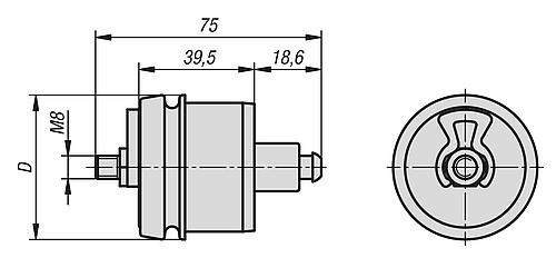 LAGERFLANSCH FÜR TRANSPORTROLLE, MIT KUGELLAGERUNG, D=50, POLYAMID, VPE=2, BN=8 Produktbild img2 L
