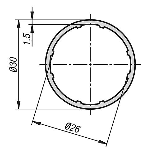RUNDROHR Ø30, TYP I, P=Ø30, L=1000 ALUMINIUM Produktbild img2 L