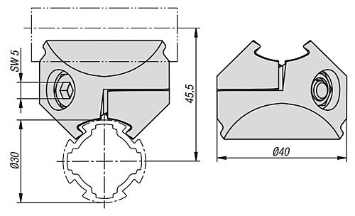 KREUZVERBINDER Ø30, TYP I, P=Ø30 ALUMINIUM Produktbild img2 L