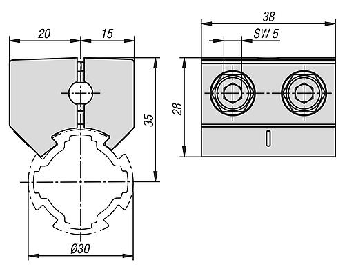 MULTIBLOCK, TYP I, P=Ø30 ALUMINIUM Produktbild img2 L
