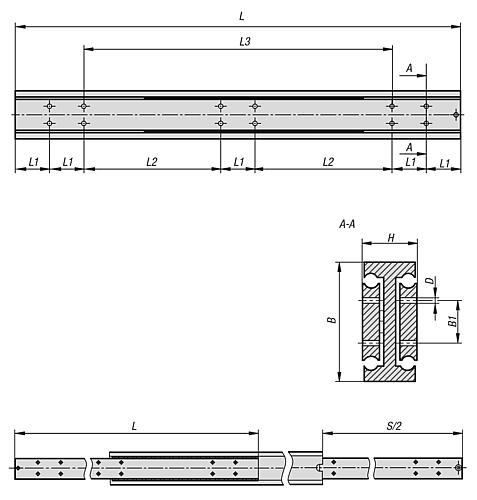 KIPP Teleskopschienen Stahl kompakt, Vollauszug, Tragkraft bis 480 kg Produktbild img2 L