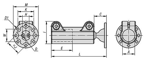 ROHRVERBINDER GERADE, FÜR RUNDROHRE, A=30,1, L=110, MIT KUGELGELENK, ALUMINIUM GLEITGESCHLIFFEN, KOMP:STAHL Produktbild img2 L