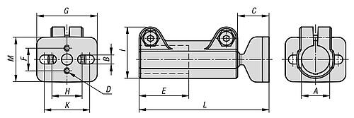 ROHRVERBINDER GERADE, FÜR RUNDROHRE, A=18,1, L=86, MIT KUGELGELENK, THERMOPLAST, KOMP:STAHL VERZINKT Produktbild img2 L