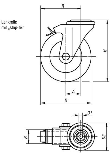 KIPP Lenkrolle mit stop fix Produktbild img2 L
